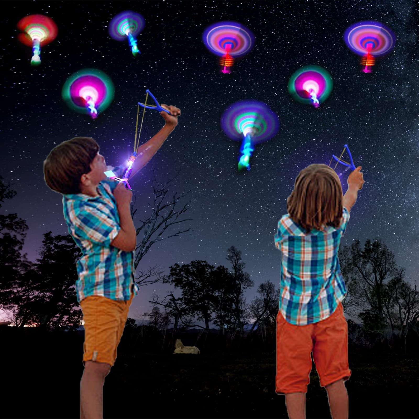 ZIYOUA Party Favours for Boys Girls Age 6+, Led Light Up Helicopter Slingshot Toys, Glow in The Dark Party Supplies,Birthday Gifts Party Bag Fillers for Kids- Prizes for Classroom (12 PCS)