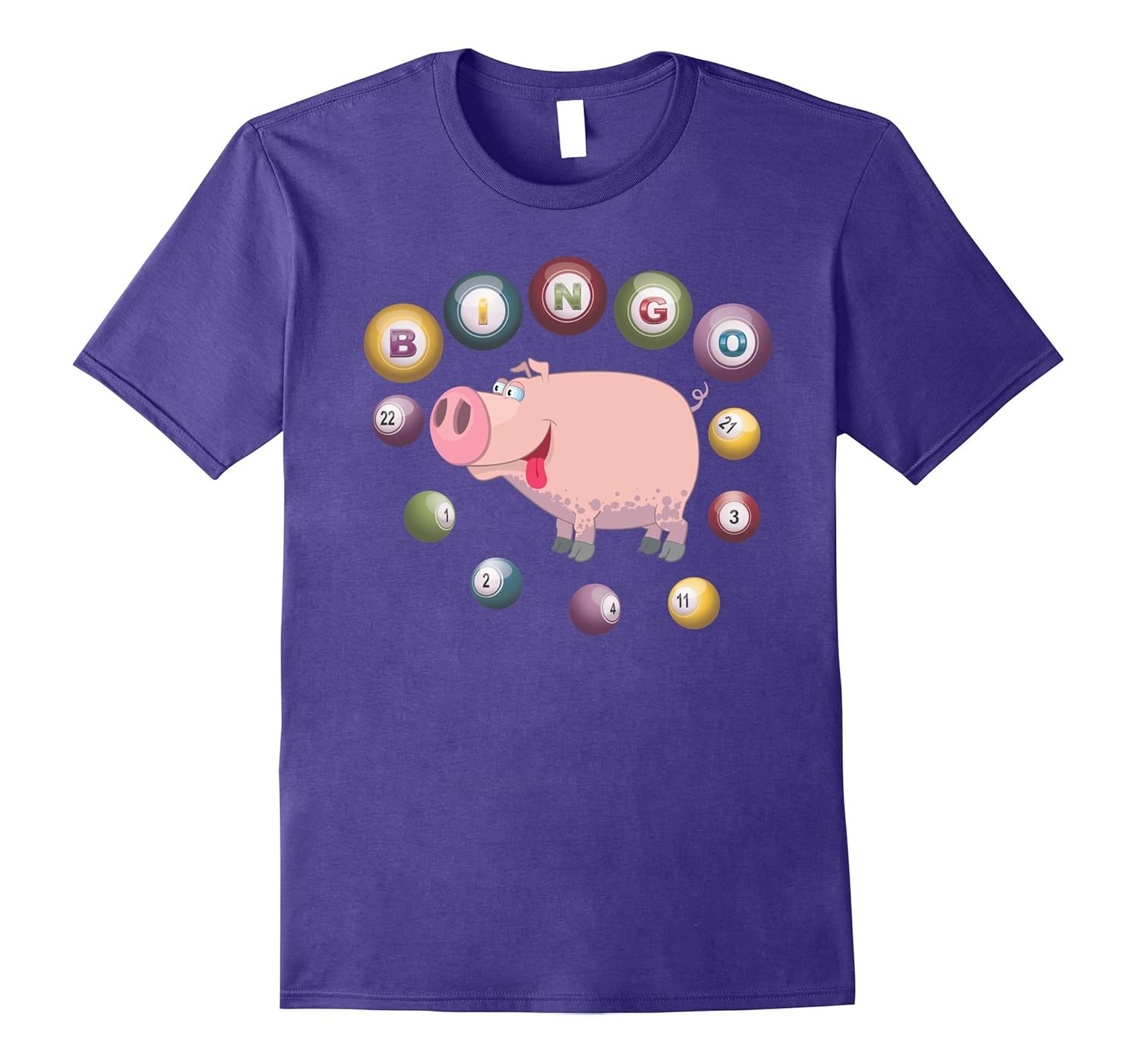 Bingo Pig Funny T-shirt with Bingo Balls-Rose