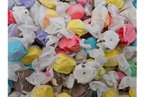 EMPORIUM CANDY TASTY TREATS FOR THE TUMMY Assorted Salt Water Taffy -1.5 lbs of Fresh Delicious Individually Wrapped Chocolate Cinnamon Black Licorice Neapolitan Orange/Vanilla Peppermint, Pear Huckleberry Banana Taffy
