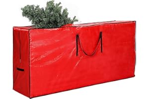 CLOTHCLOSE Christmas Tree Storage Bag - Fits Up to 9 Ft Artificial Xmas Disassembled Tree, Extra Large Waterproof Container With Durable Zipper and Handles, Protects Against Dust and Moisture, Red