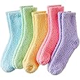 Velice Womens Fuzzy Socks Soft Cozy Fluffy Slipper Socks Winter Warm Plush Sleeping Christmas Socks 5 Pairs