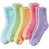 Velice Womens Fuzzy Socks Soft Cozy Fluffy Slipper Winter Warm Plush Sleeping Christmas Socks 5 Pairs