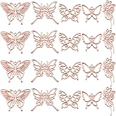20pcs Rose Golden Butterfly Shape Open Back Bezel Pendants Alloy Hollow Butterfly Wings Frame Resin Mould Charms for DIY Necklace Earrings Jewelry Making Findings, 5 Styles