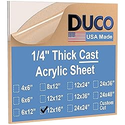 Duco Clear Cast Acrylic Sheets 1/4 Inch Thick 12" X