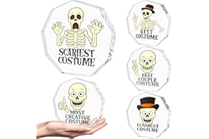 Renbuzhu 5PCS Halloween Costume Contest Skull Acrylic Trophy, Best Costume Awards Prizes Trophies Gifts Party Decorations Supplies