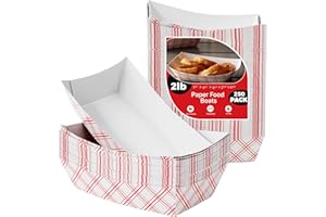 HOUZZKINGZ USA Paper Food Trays Boats | 2 Lb. - 250 Pack | Heavy Duty Grease Resistant Nacho Hot Dog Trays | Disposable Cardboard Paper Food Tray for Serving Food Party, Snack Taco Bowls, Concession Stand Supplies
