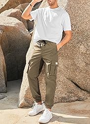 JMIERR Work Pants for Men Stretch Elastic Waist