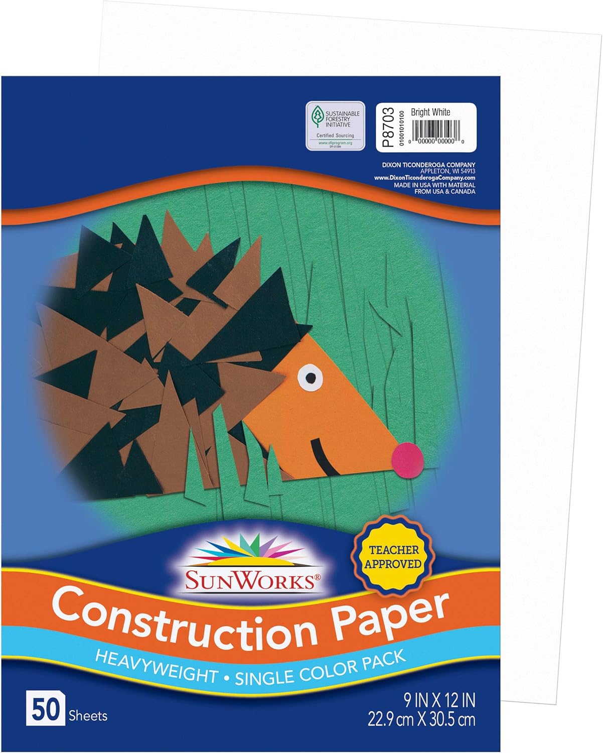 SunWorks Construction Paper, Bright White, 9" x 12", 50 Sheets : Office Products