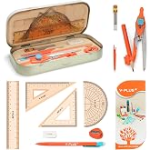 YPLUS Geometry Set, Protractor and Compass Set for Students, 12Pcs | Compass Drawing Tool with Metal Case, Rulers, Protractor, Mechanical Pen, Back to School Supplies for Students