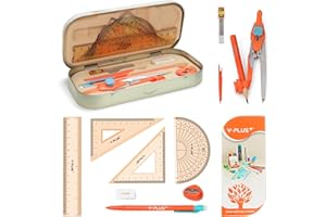YPLUS Geometry Set for Students, Math Protractor Compass with Rulers Mechanical Pencil, Box of Protactors Kit for Class Suppl