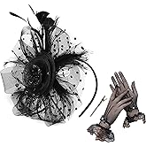 QIYIFAN Women's Feather Mesh Flower Fascinator with Headband and Clip Wedding Tea Party Fascinator Hats for Ladies