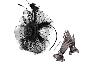 QIYIFAN Women's Feather Mesh Flower Fascinator with Headband and Clip Wedding Tea Party Kentucky Derby Fascinator Hats