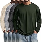 August Alley 4 Pack Men's Big and Tall Cotton Shirts L-7xl, Long Sleeve Oversized Tops Loose Casual Large T-Shirts Basic Tee