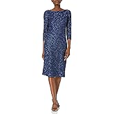 JS Collections Womens Leaf Embroidered Cocktail Dress with Slit at Center Back