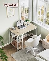 VASAGLE Computer Desk 100x50x76 cm Natural Beige Pearl White LWD046L01 view 2
