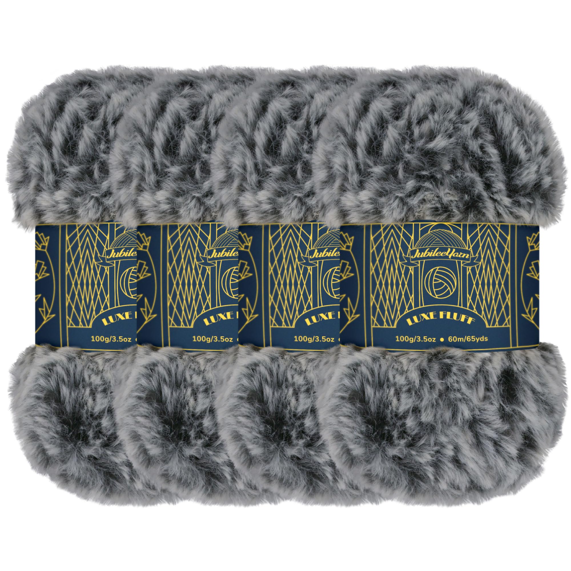 BambooMN Chunky Fluffy Faux Fur Eyelash Yarn - 100% Polyester - 100g/Skein - 4 Skeins - Black and White