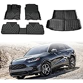 TUYICN Floor Mats & Cargo Liner-Fit for 2023-2025 2026 Honda HRV (Include Hybrid) All Weather TPE Full Set Floor Liners Waterproof Anti-Slip Durable Automotive Front & 2nd Row Floor Mats (Black)
