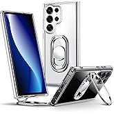 Shields Up for Samsung Galaxy S25 Ultra Case with Stand, Galaxy S25 Ultra Case Clear with Double Ring Holder [Adjustable & Foldable] Shockproof Protective Cover for Samsung S25 Ultra - Clear