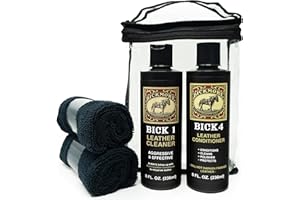 BICKMORE Complete Leather Care Kit | Leather Cleaner, Conditioner, 2 Cloths | Bick 1 & Bick 4 | Won't Darken Leather | Made in the USA | Non-Toxic, Family Safe | For Shoes, Bags, Furniture, All Leather