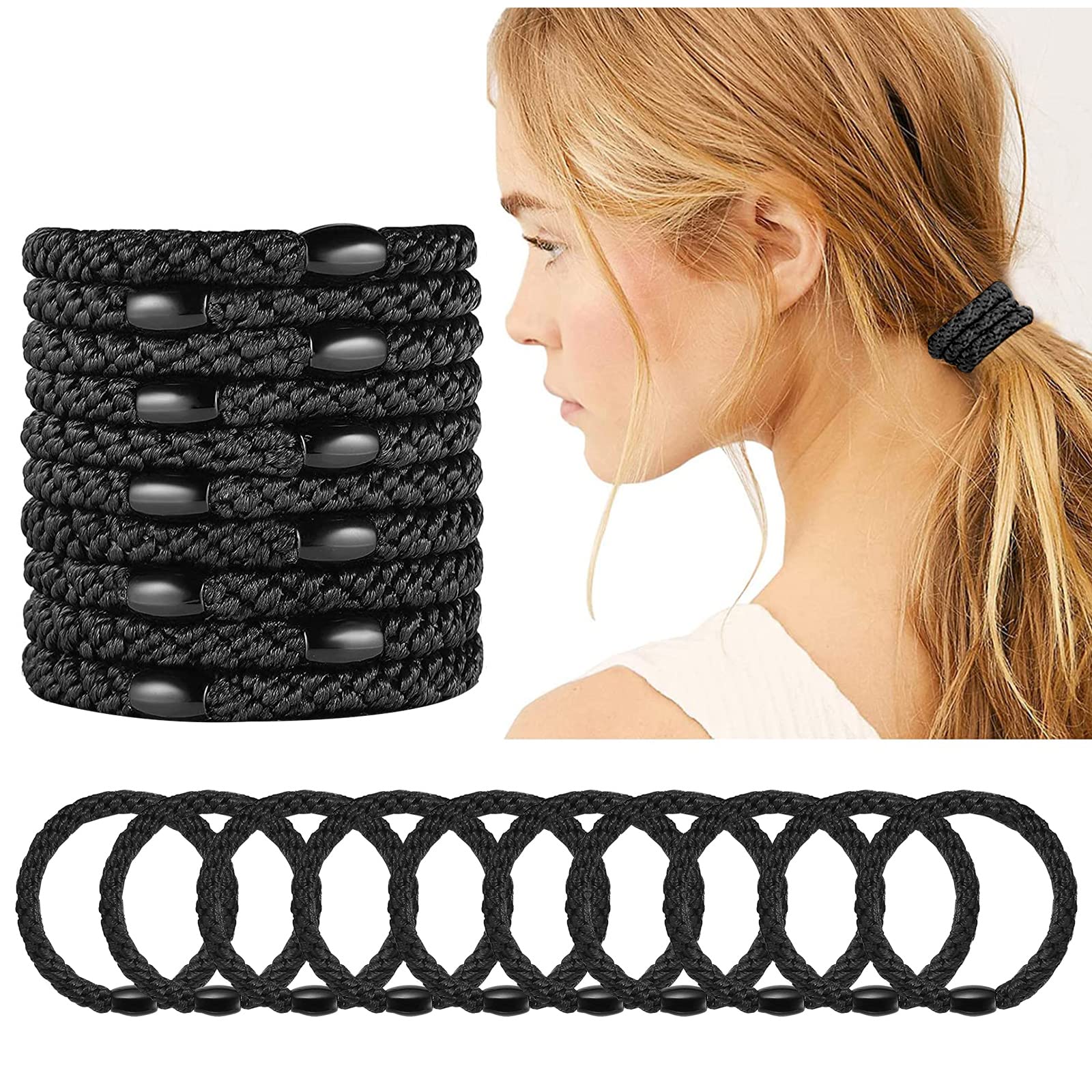 Aujzoo Elastic Hair Ties for Women and Girls - 20Pcs Ponytail Holders, Spiral Bands, Accessories