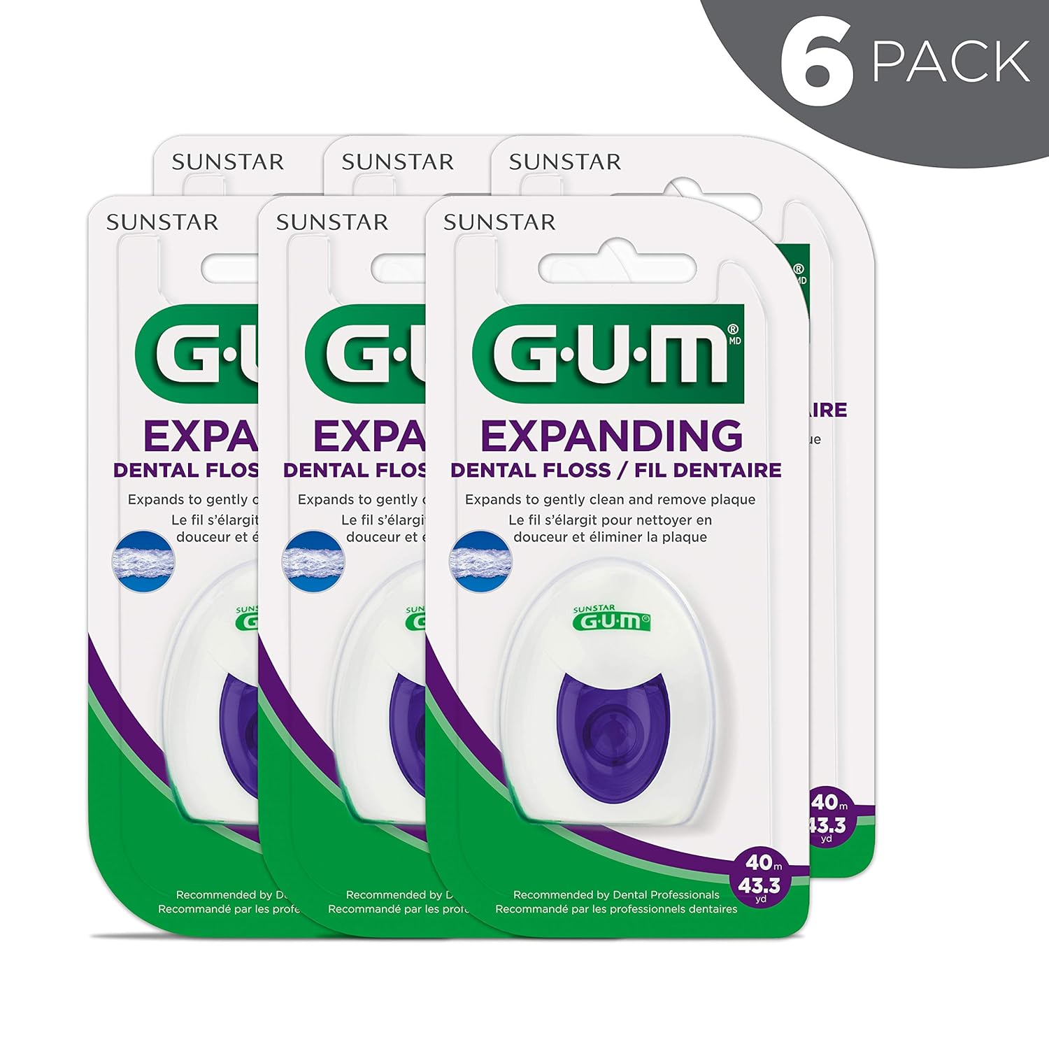 GUM Expanding Dental Floss, 43.3 Yards (Pack of 6): Industrial & Scientific