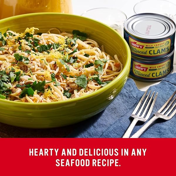 SNOW’S WILD CAUGHT MINCED CLAMS CANNED, 6.5 OZ CAN – 5G PROTEIN PER SERVING – GLUTEN FREE, KETO FRIENDLY, 99% FAT FREE