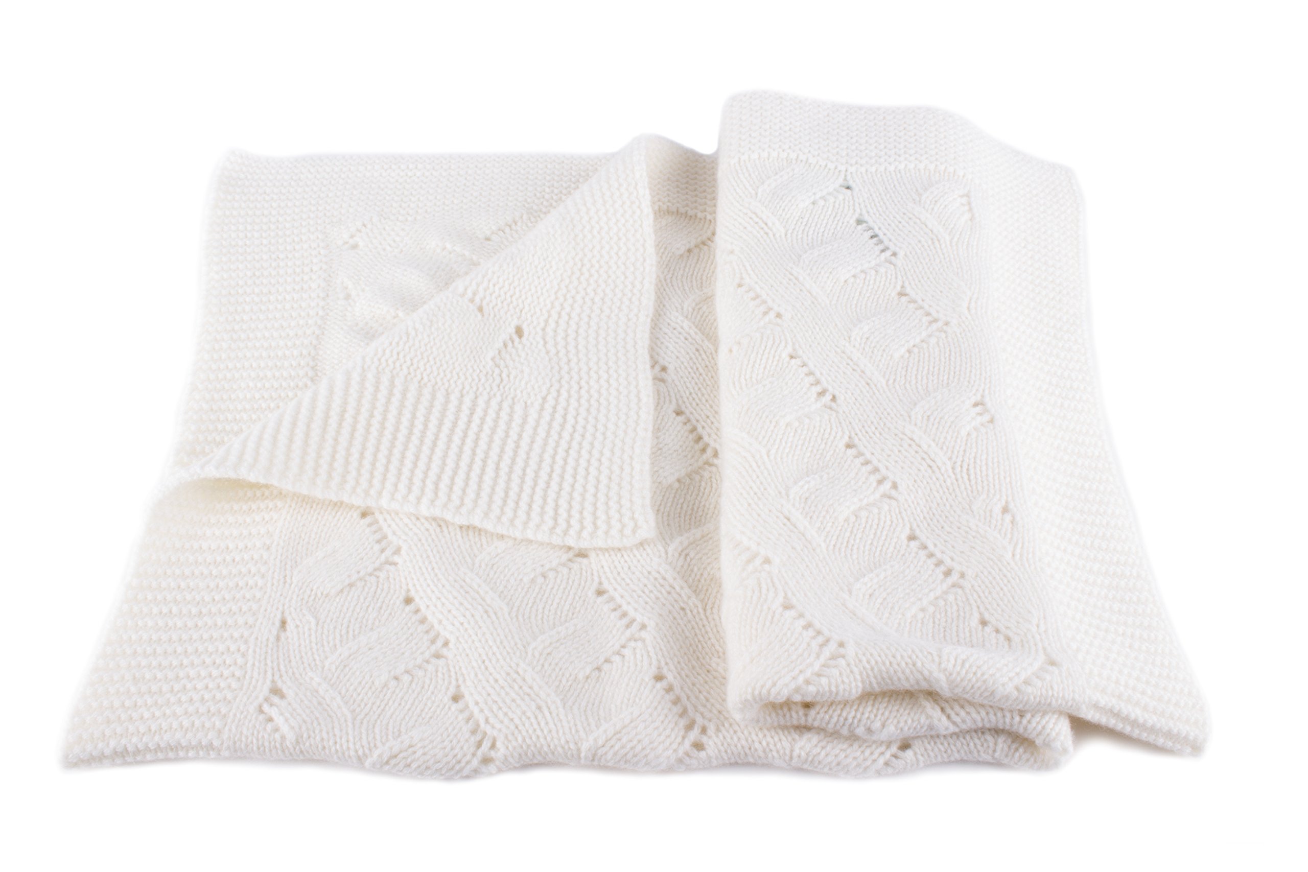 Love Cashmere Unisex Luxury 100% Cashmere Baby Blanket - White - hand made in Scotland RRP £160