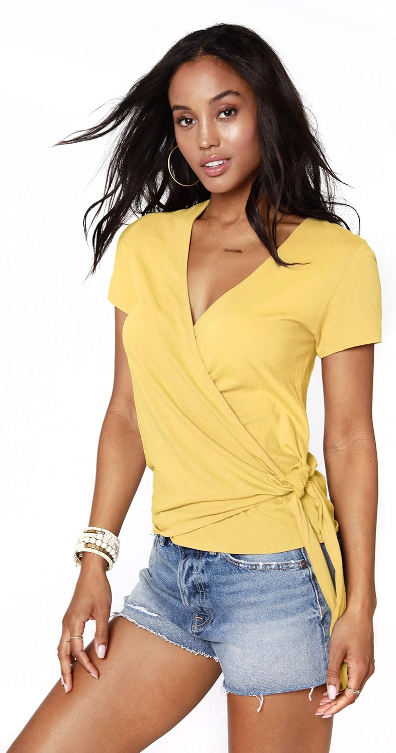 Bobi Los Angeles Short Sleeve Wrap Top at Amazon Women’s Clothing store