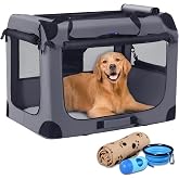 Petprsco 40 Inch Collapsible Dog Crate, Portable Dog Crates for Large Dogs, XL Dog Crate for Travel, 3 Door Soft Dog Kennel w