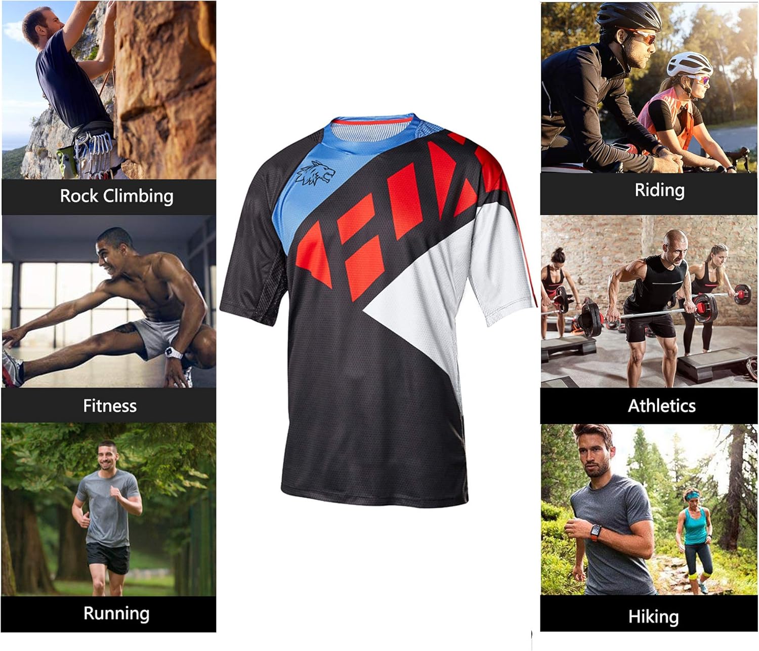 Wisdom Leaves Men's Short Sleeve Cycling Jersey Mountain Bike Shirt MTB Bike Jersey Moisture-Wicking T-Shirt: Clothing