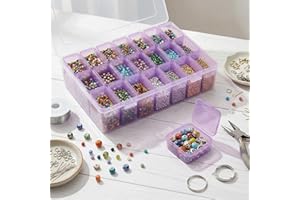 Transparent Plastic Storage Boxes Set, 30 PURPLE Small Boxes with 1 Large Box, Durable Organizer for Beads Jewelry and Crafts