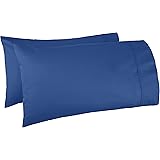 Amazon Basics 400 Thread Count Cotton Pillow Cases, King, Set of 2, Navy