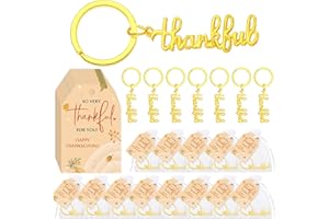 Henoyso Gold Thanksgiving Keychains Gift Employee Coworker Appreciation Thank You Cards Bag Keyring Party Favor