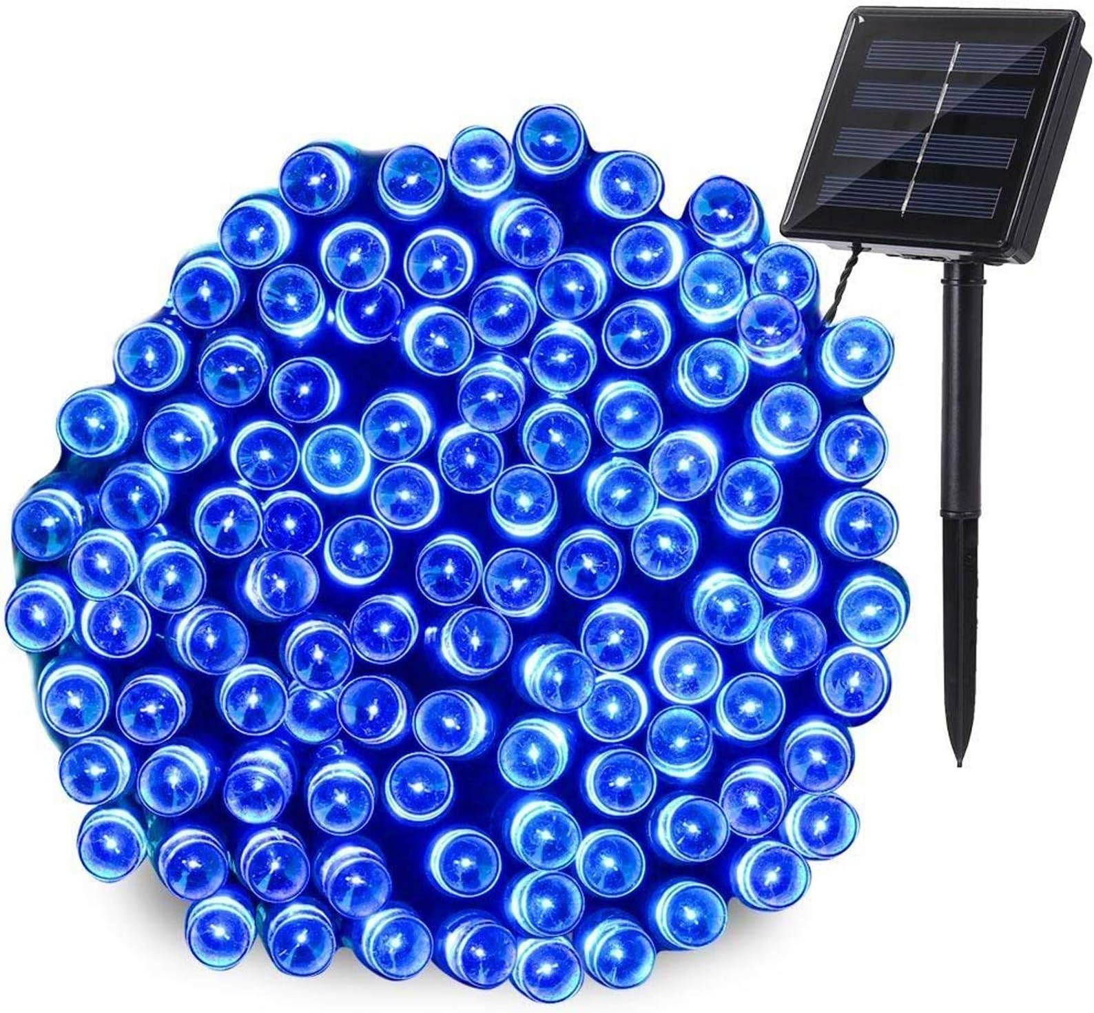 Joomer Blue Solar Christmas Lights 72ft 200 LED 8 Modes Solar String Lights Waterproof Solar Fairy Lights for Christmas Decorations