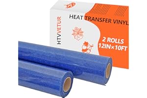HTVVETUR Glitter Royal Blue HTV Heat Transfer Vinyl - 2 Rolls 12" x 10ft Glitter HTV for Shirts, Iron on Vinyl for Cameo - Easy to Cut & Weed (Royal Blue, 20ft)