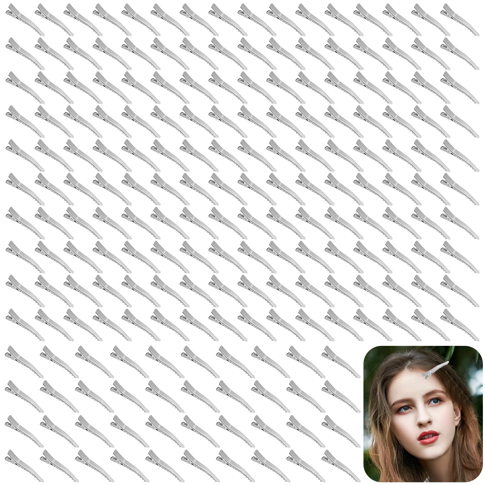 Duck Bill Hair Clips 200pcs Pin Curl Clips, Small Silver Hair Clips for Styling, Alligator Clips Hair Pins, Hairdressing Clips for Hair Salon, Barber, DIY