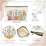 ViEinkaufen Auntie Gifts Canvas Tote Bag with Inner Pocket Makeup Bag Keyring view 5