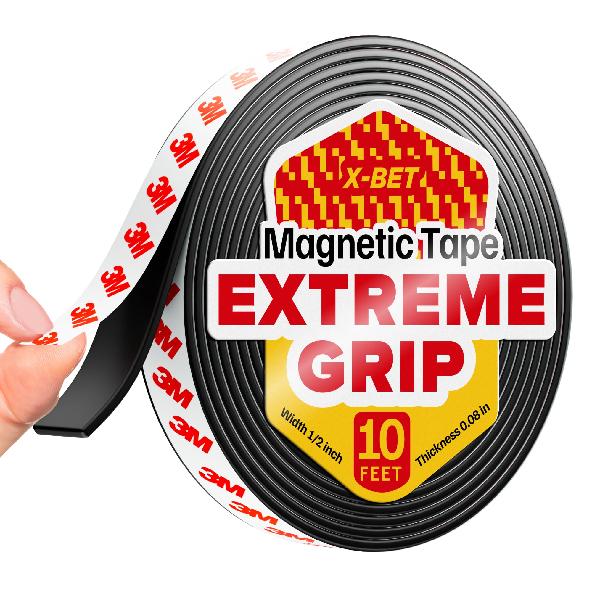 Photo 1 of Super Sticky Magnetic Tape (10 feet x 1/2 inch) - Stong Magnet Strip with Adhesive Backing for DIY & Crafts - Easy to Cut and Mount on Fridges, Whiteboards & More