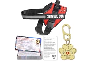 Opstin Service Dog Vest, ID Tag + 50 ADA Information Cards, Service Dog Harness in Sizes X Small to XX Large, Metal Dog Tag has Ruggedized Clip, 2-Sided Service Animal Cards,ESA Accessory Set Small