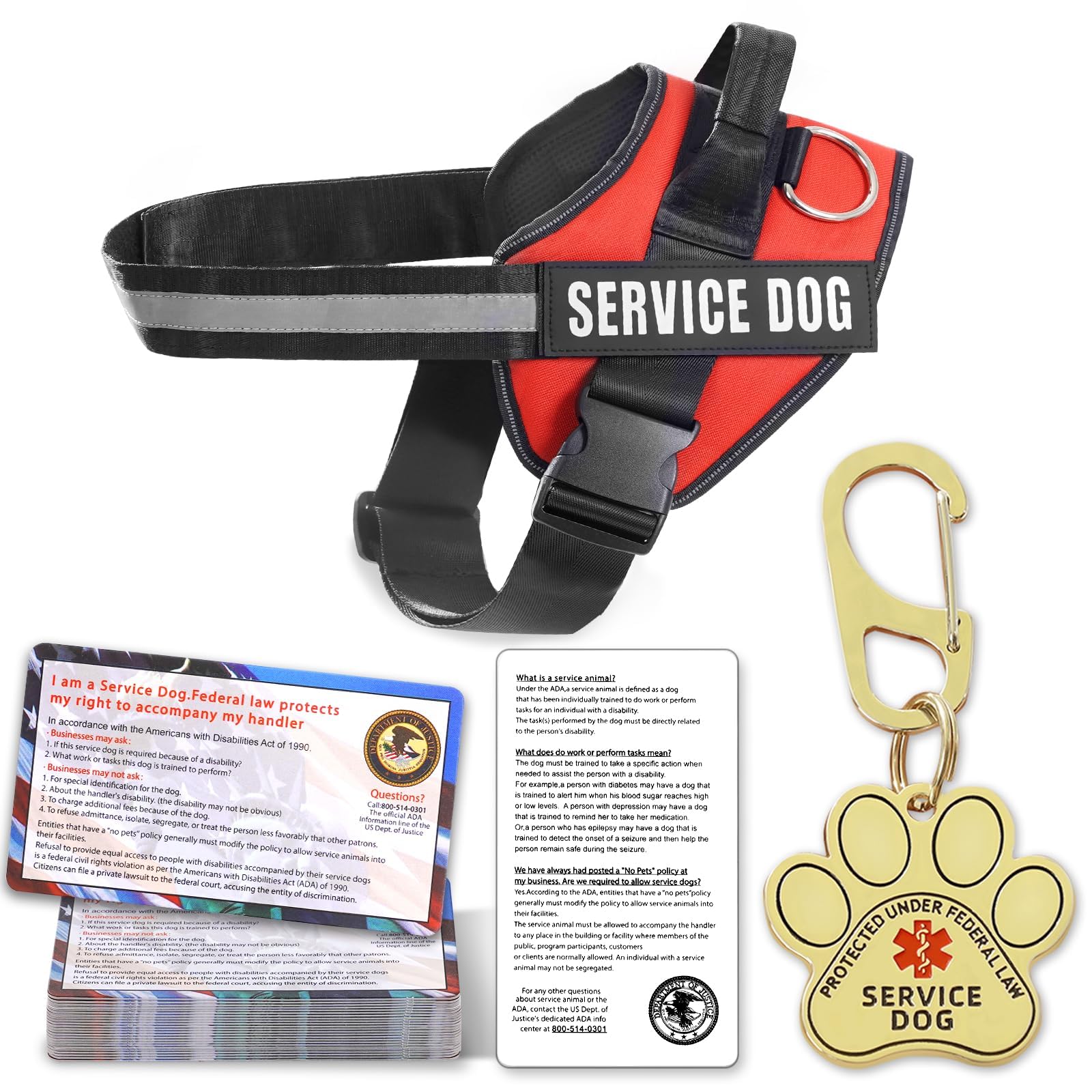Photo 1 of ***MISSING METAL TAG***Opstin Service Dog Vest, ID Tag + 50 ADA Information Cards, Service Dog Harness w Patch in Sizes X Small to XX Large, Ruggedized Metal Tag, Service Animal Information Cards, ESA Accessory Set Medium