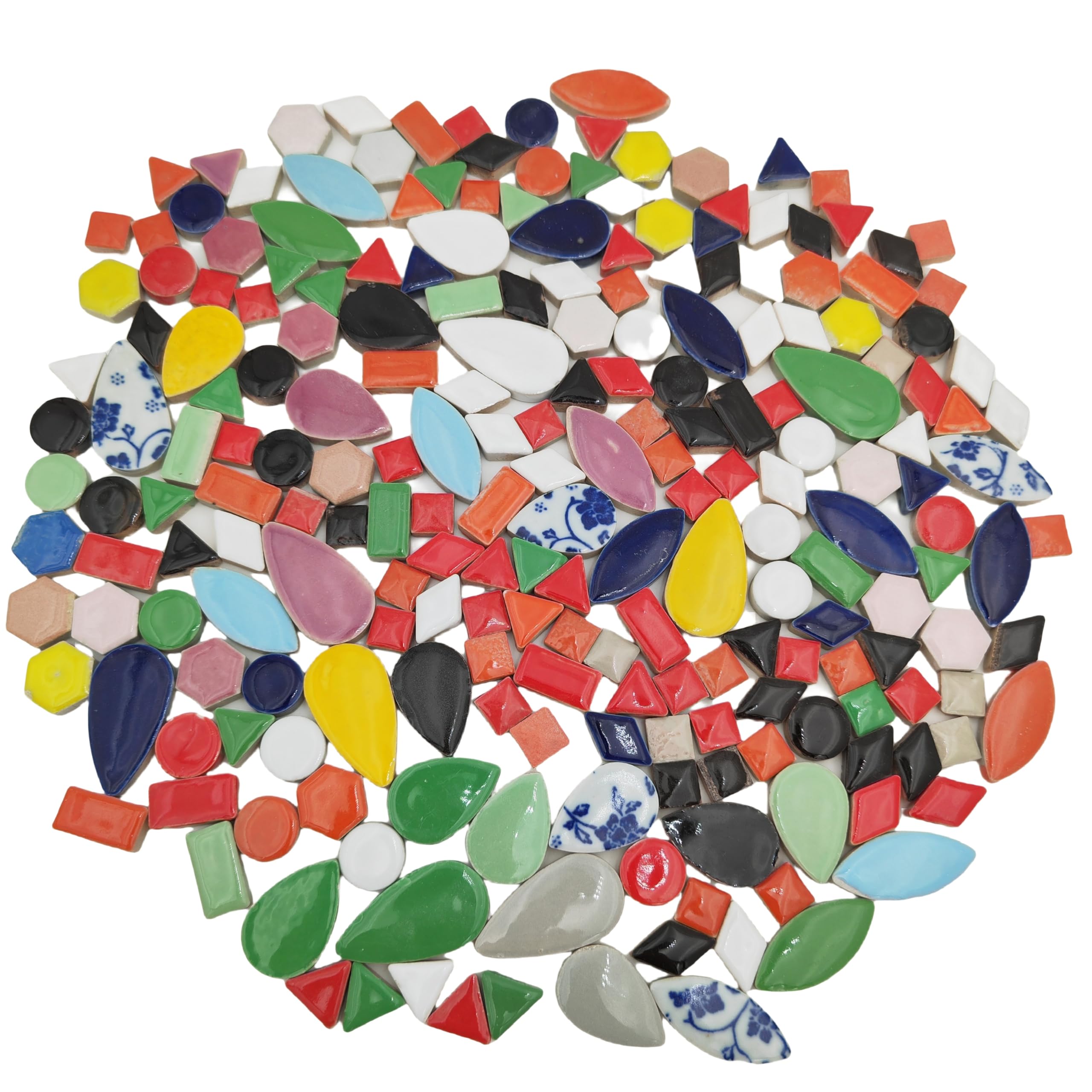 500g Random Ceramics Mosaic Tiles,DIY Making Creative Ceramic Mosaic Tiles for DIY Craft Plates Flowerpots Vases Cups Mosaic Making Supplies (9 Shape Mix Color)