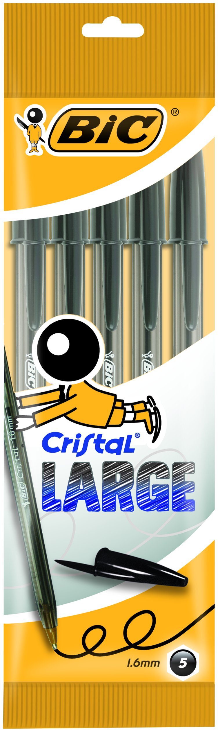 Bic Cristal Large Ballpoint Pen - Black (Pack of 5)