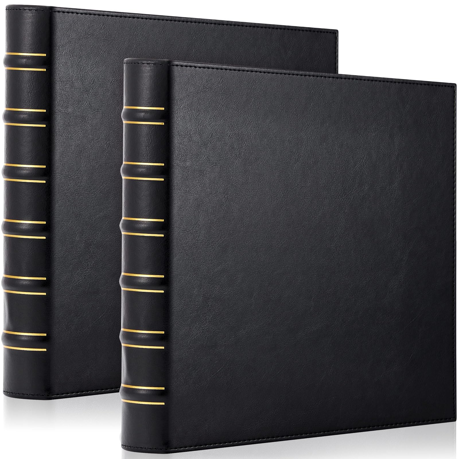 Photo 1 of ReliThick 2 Pcs Vintage Hardback Leather 3 Ring Binder, 1 Inch D Rings Holds 200 Sheets, Professional Binder Organizer, Planner, for School and Office Supplies(Black)