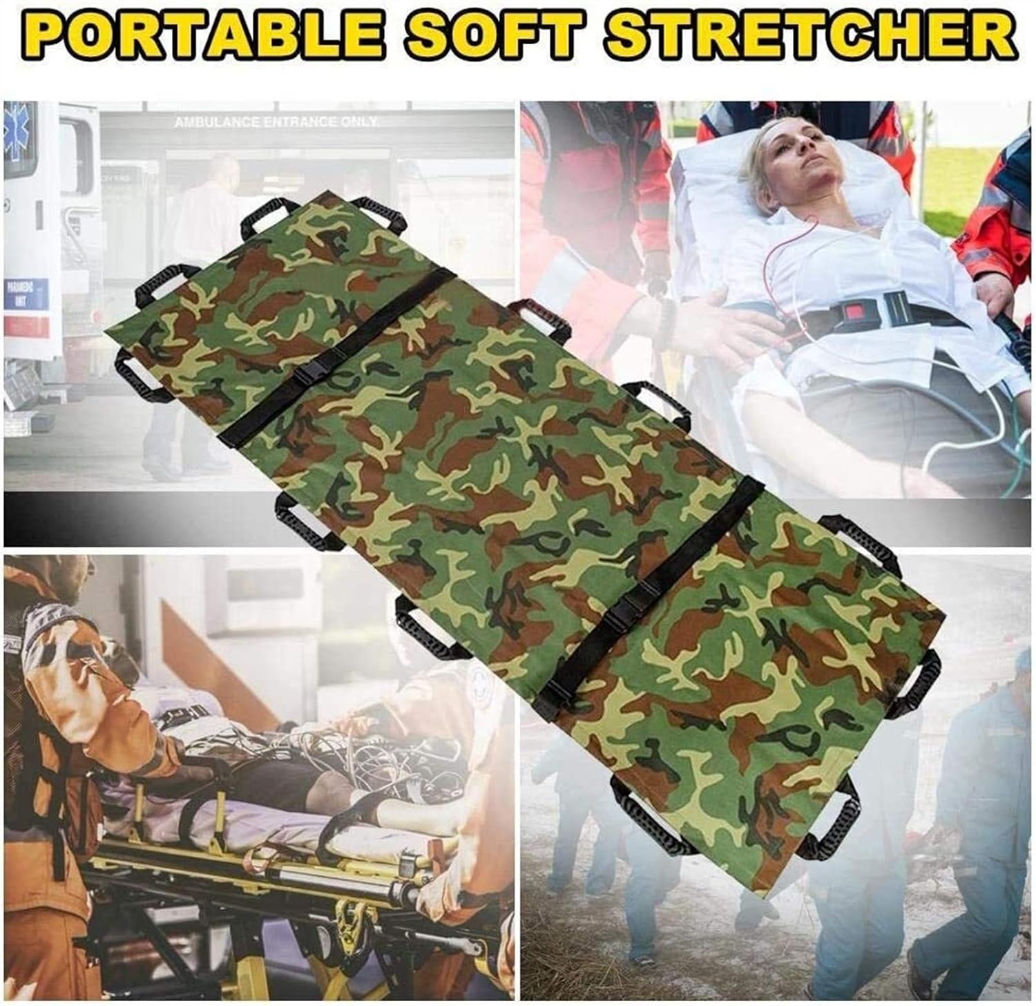 Home Household Medical Stretcher with Handbag Thickened Bloomma Emergency EMS Patient Mover Portable Transport Unit, Canvas 12 Handles3 Color (Size : B): Home & Kitchen