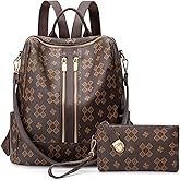 Lacel Urwebin Fashion Backpack Purse for Women Designer Convertible Travel Backpack PVC Shoulder Bag with Wallet (Brown2)