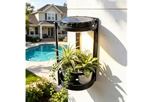 RDJ Bouns Plant Wall Shelves with Grow Lights, Indoor/Outdoor Solar Plant Hanger with USB Backup, 3 Color Temperatures, Auto 