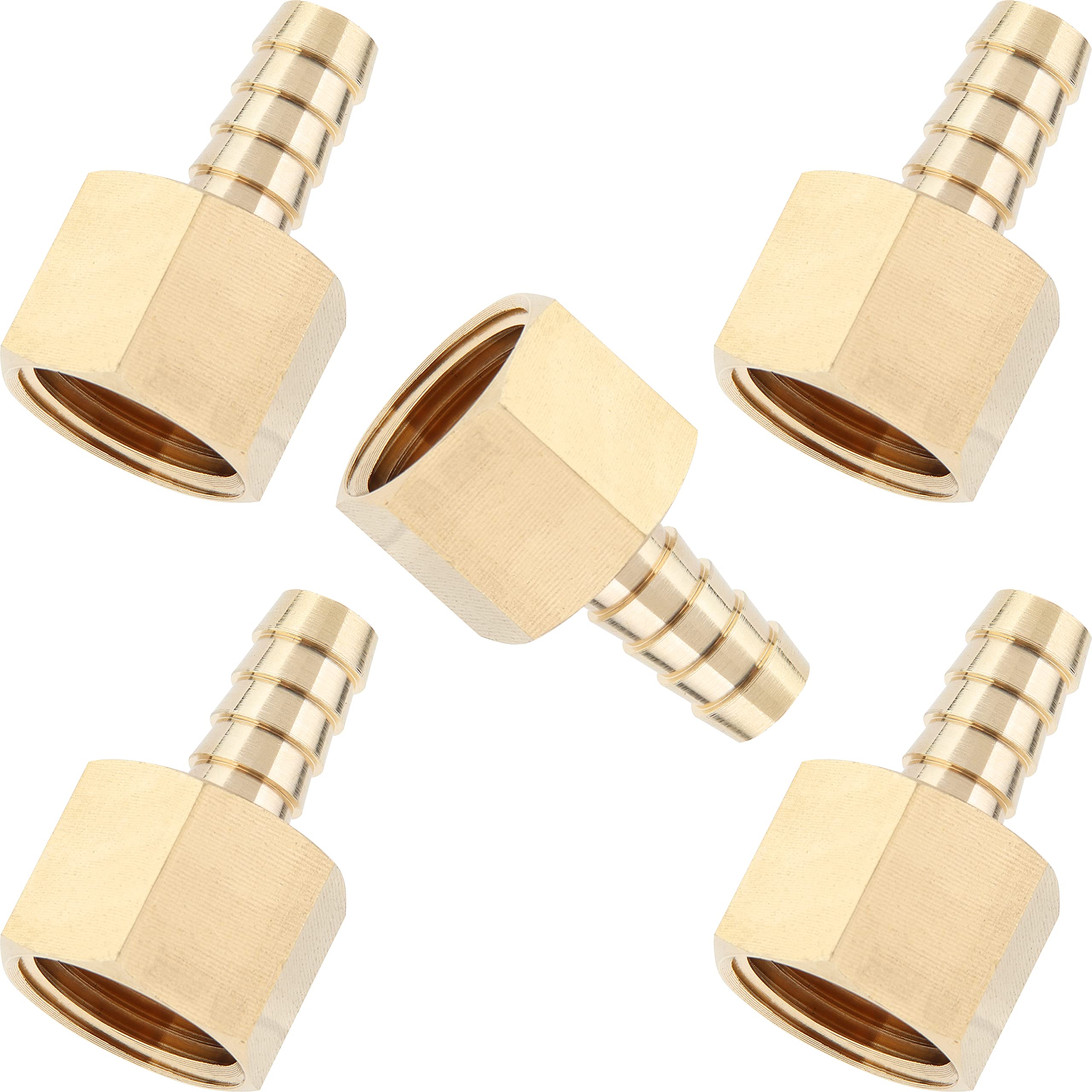 LTWFITTING Brass BSP Fitting Coupler/Adapter 1/2-Inch Female BSPP x 10mm Hose Barb(Pack of 5)