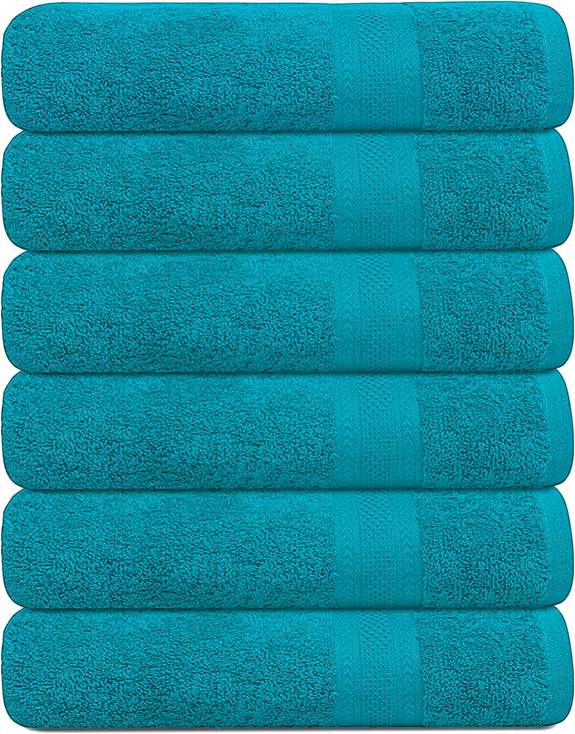 Photo 1 of KAHAF COLLECTION 100% Cotton Bath Towels, 24x48 Pack of 6 Towels, Quick Dry, Highly Absorbent, Soft Feel Towel, Gym, Spa, Bathroom, Shower, Pool, Luxury Soft Towels (Teal, KC-2448-6-TEAL)