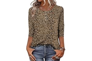 Zeagoo 3/4 Length Sleeve Women Tops Crew Neck Blouses Dressy Casual Summer T Shirts Loose Fit Business Work Clothes