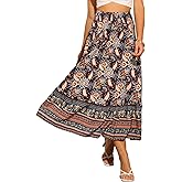 Allegra K Long Boho Skirts for Women's Floral Casual Beach Flowy Maxi Skirt Trendy
